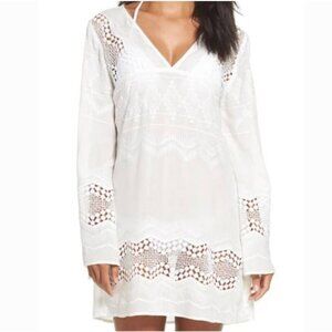 La Blanca White Embroidered Pullover Cover Up Poolside Beach Cruise Swim Apparel